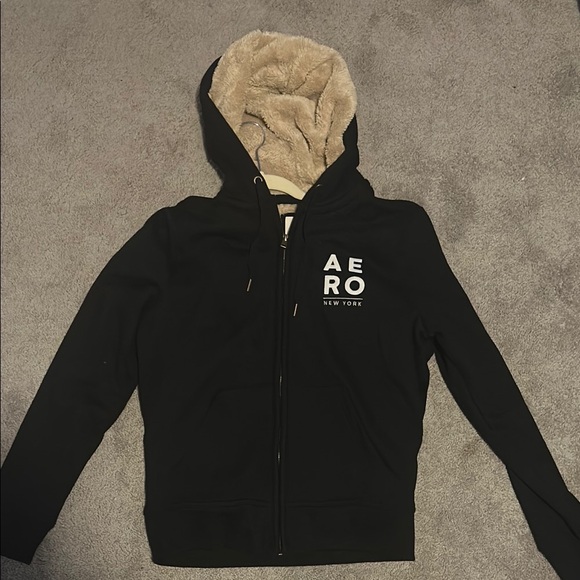 AERO Black Hoodie with Faux Fur Lining